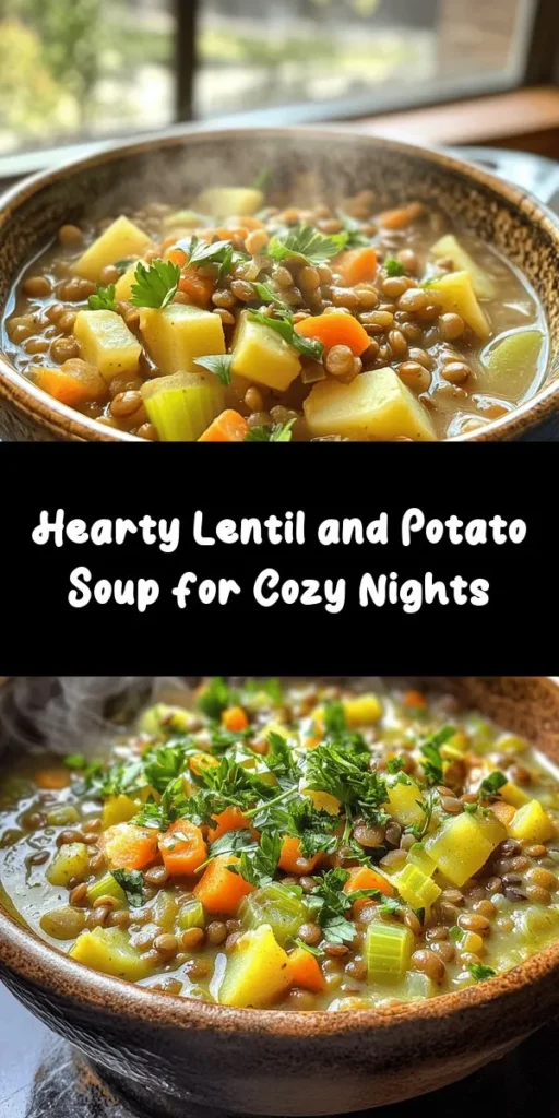 Warm up with this Hearty Lentil and Potato Soup, packed with flavor and nutrients! Made with tender lentils, diced potatoes, and a medley of vegetables, this comforting recipe is perfect for chilly days. Simply sauté onions, carrots, and celery, then simmer with spices and vegetable broth for a deliciously wholesome meal. Ready in just 40 minutes, it’s great on its own or served alongside crusty bread. Don’t forget the fresh parsley on top!