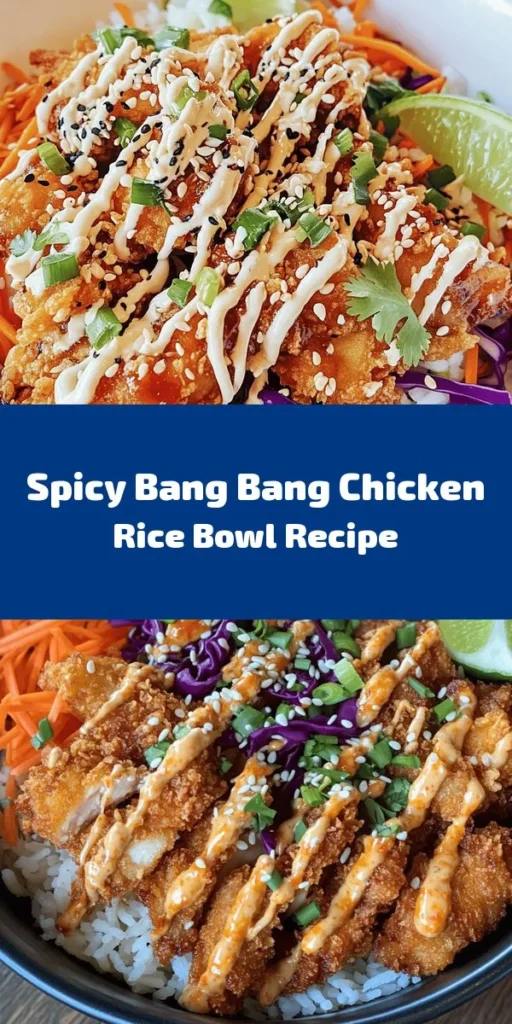 Get ready to spice up your dinner with this delicious Bang Bang Chicken Bowl! This hearty meal combines crispy chicken thighs, jasmine rice, and vibrant veggies, all topped with a creamy and tangy Bang Bang sauce. Perfect for meal prep or a quick weeknight dinner, this dish is easy to make and full of flavor. Finish it off with a sprinkle of sesame seeds and fresh herbs for an extra pop. Your taste buds will thank you!