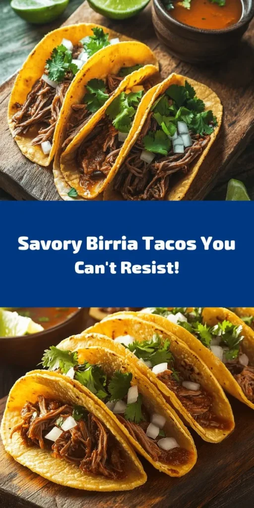 Discover the mouthwatering delight of my favorite Birria Tacos! This recipe features tender, flavorful beef chuck marinated in a rich blend of dried peppers and spices, simmered to perfection. Serve with warm corn tortillas, fresh cilantro, diced onions, and a squeeze of lime for the ultimate taco experience. Perfect for a casual meal or special gatherings. Don't forget to dip them in the savory broth for an extra kick! Ideal for taco lovers everywhere!