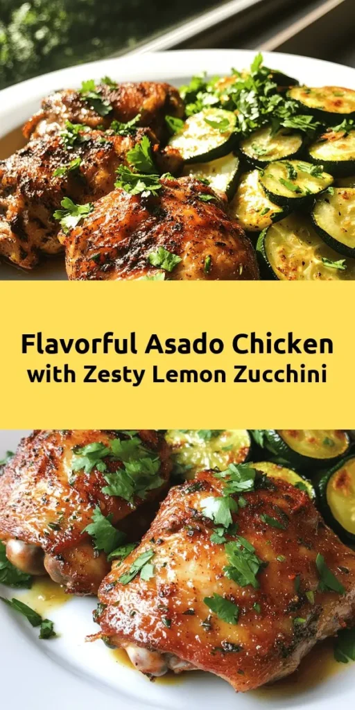 Elevate your dinner with this delicious Asado Chicken paired with Sautéed Lemon Zucchini! This easy recipe features juicy chicken thighs marinated in a flavorful blend of garlic, spices, and lime, baked to perfection. With fresh zucchini sautéed in lemon, this dish is vibrant and satisfying. Perfect for a weeknight meal or weekend gathering, it’s sure to impress family and friends. Ready in just about an hour! Enjoy the burst of flavors with every bite.
